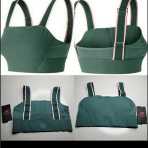 NEW S NEW BALANCE ENLIGHTENED tennis SPORTS PINK GREEN ADJUSTABLE BRA SMALL NWT